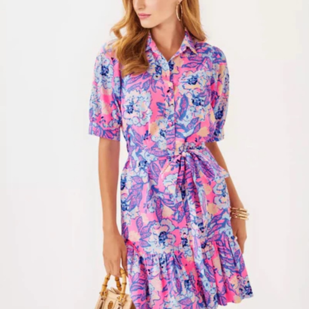 NWT Lilly Pulitzer Pink and Blue Floral Dress